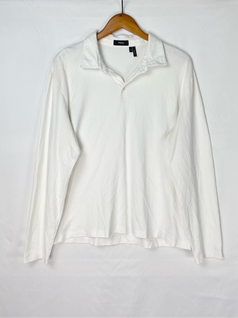 Theory Relaxed long Sleeve Polo Shirt White Size XL